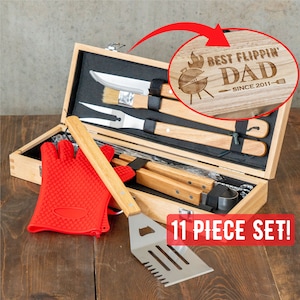 Gift for Dad, Personalized Grill Set, Custom Father's Day Gift, BBQ Grill Set, Mens BBQ, Grilling Tool Set, Men's Grill Gift, BBQ Gift Set