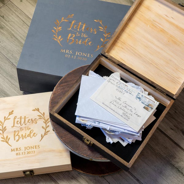 Letters to the bride, bridal box gift, engagement gift box, advice to the bride, wedding card box, bride gift, bridal shower gift,future mrs