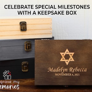 Bar mitzvah keepsake box, hebrew school gift, bar mitzvah gift, star of david gift, bat mitzvah gift, personalized bar mitzvah, bris gift image 1