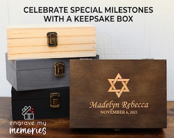 Bar mitzvah keepsake box, hebrew school gift, bar mitzvah gift, star of david gift, bat mitzvah gift, personalized bar mitzvah, bris gift