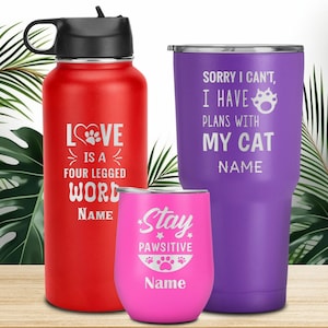 Personalized cat tumbler, pet parent gift, cat lover travel mug, gift for cat owner, custom drinkware, double insulated cup, pet mom gift