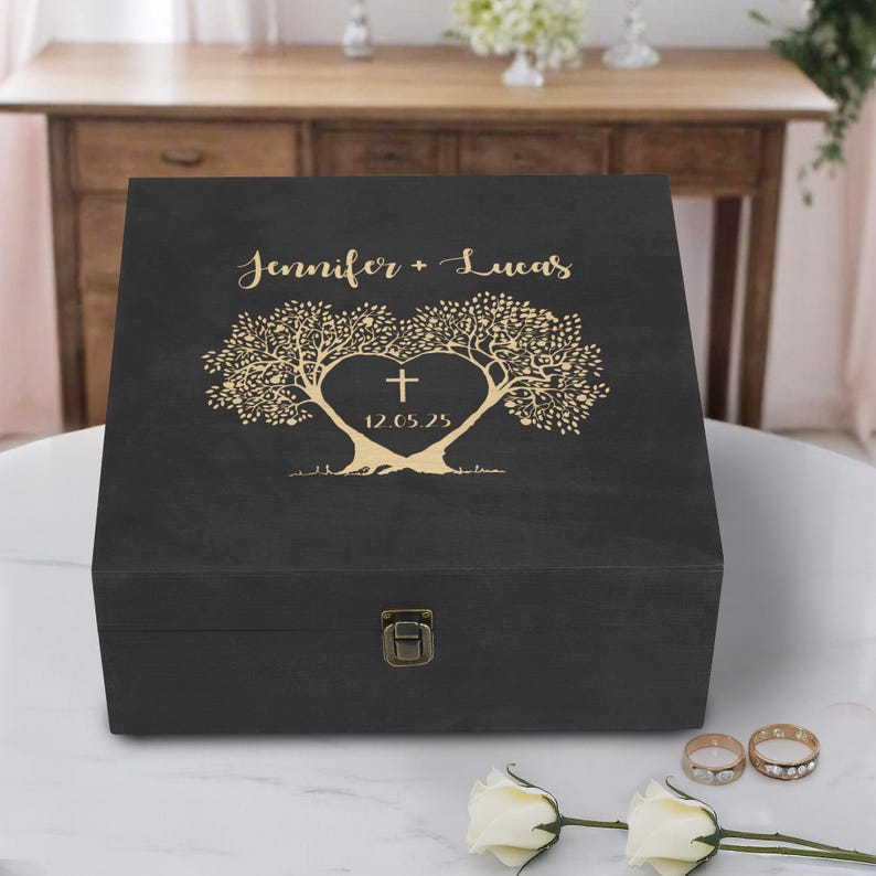 Personalized Wedding Keepsake Box, Custom Engraved Wood Memory Box ...