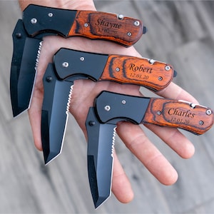 Personalized Pocket Knife Engraved, Custom Knife Gift for Him, Hunting Knife, Tactical Knife, Survival Knife, Husband Gift, Boyfriend Gift Rosewood