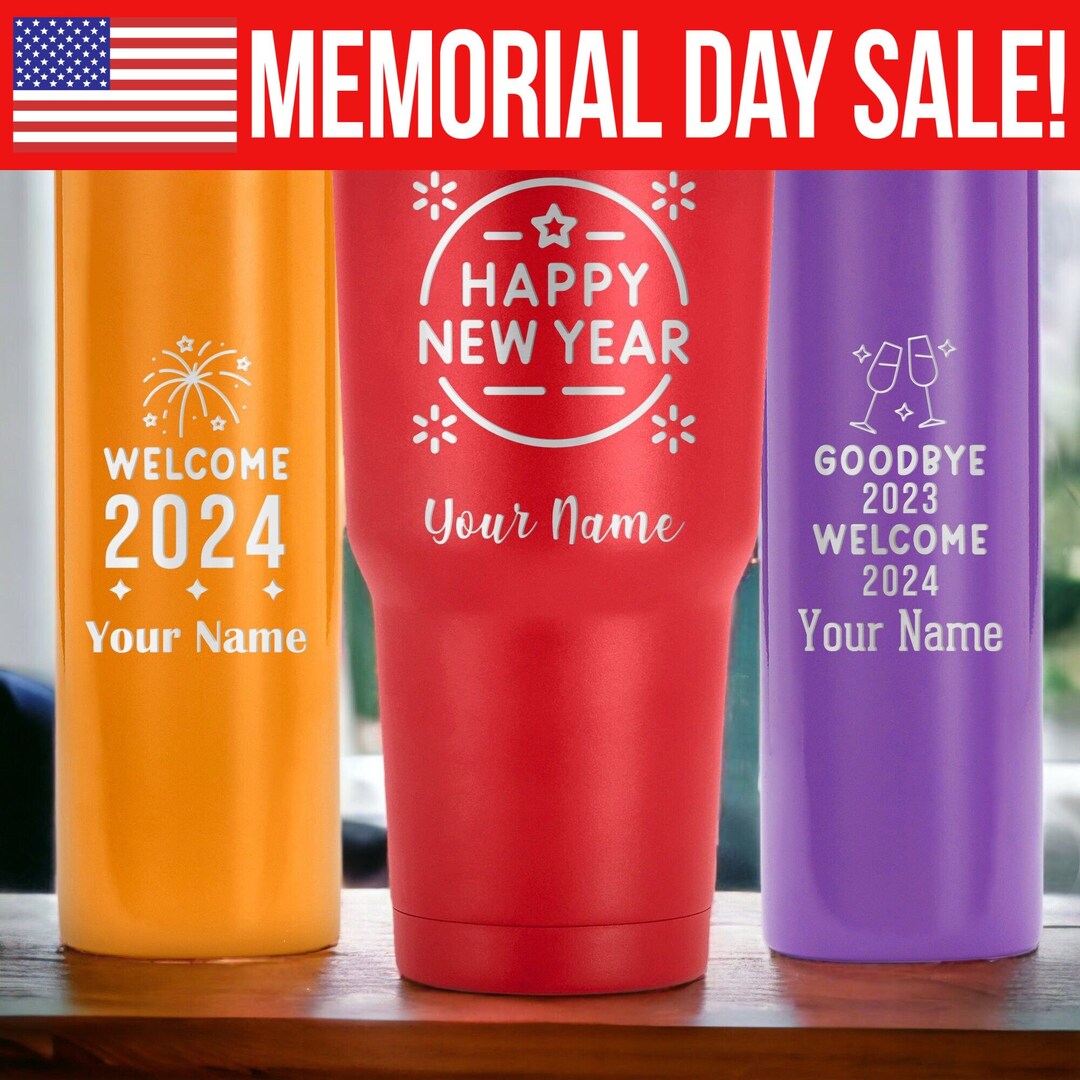 New Year Tumbler, Laser Engraved Travel Mug, Personalized New Year Gift