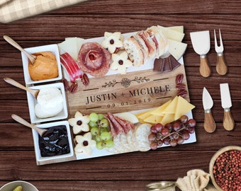 Personalized 11 Piece Charcuterie Board- Gifts for Birthday, Wedding, Anniversary, Housewarming, Bridal, Engagement, Thanksgiving, Christmas