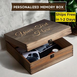 Caja de recuerdos de madera grabada personalizada: cofre de recuerdos para bodas, caja de recuerdos rústica, perfecta para fotos y recuerdos sentimentales