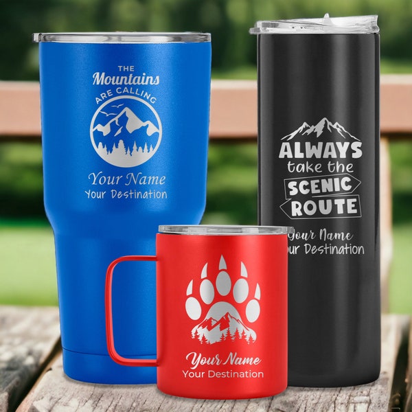 Custom Camping Mug, Insulated Mug, Adventure Mug, Hiking Camp Mugs, Metal Coffee Mugs, Campfire Mug, Couples Coffee Gift, Coffee Gift