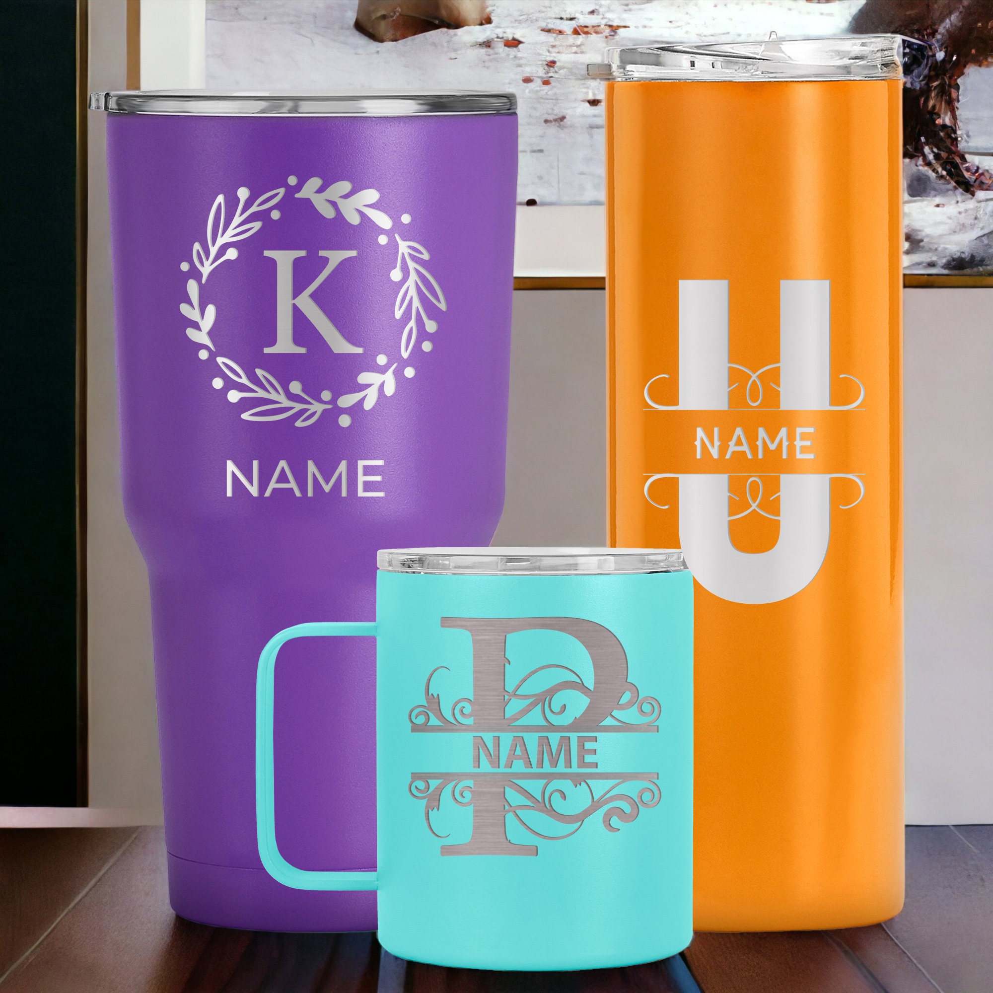 Personalized Decal Monogram for 20oz or 30oz Yeti Rambler, RTIC Tumble -  The White Invite