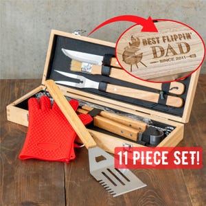 Gift for dad, personalized grill set, custom father's day gift, bbq grill set, mens bbq, grilling tool set, men's grill gift, bbq gift set