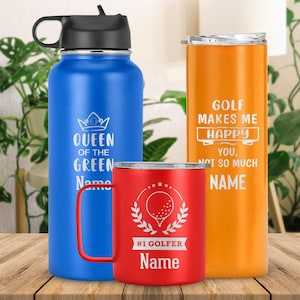 Golf tumbler, personalized travel cup, golf lover gift, laser engraved golf coffee mug, custom double insulated cup, gift for sport lovers