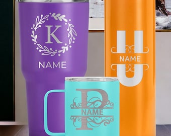Personalized tumbler, insulated tumbler, engraved cup, custom tumbler cup, tumbler with straw, monogram tumbler, rambler, 30oz