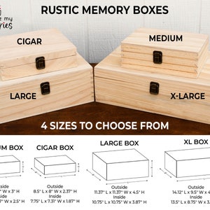 Wood Memory Box, Rustic Wooden Keepsake Box, Personalized Engraved Gift Box, Wedding Memory Chest, Jewelry or Photo Box, Couple's Custom Box image 8