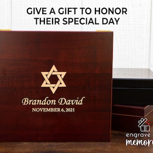 Bar Mitzvah Keepsake Box, Hebrew School Gift, Bar Mitzvah Gift, Star of David Gift, Bat Mitzvah Gift, Personalized Bar Mitzvah, Bris Gift image 1