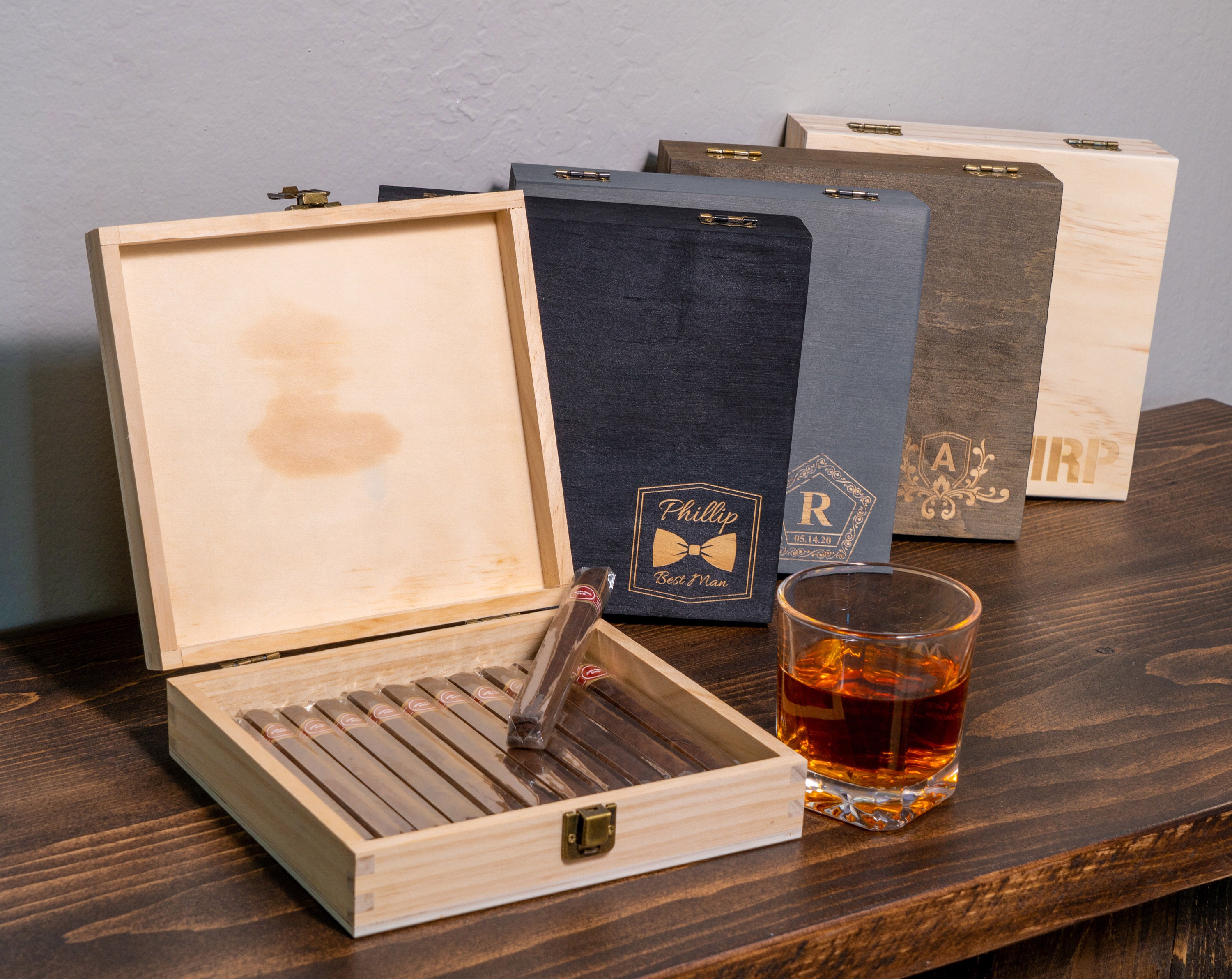 Cigar Box Groomsmen Box Best Man Gift Box Personalized Etsy