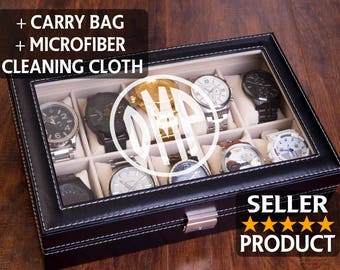 Personazlied Watch Box, Mens Watch Case, Custom Engraved Watch Organizer, Jewelry Organizer, Man Gift, Watch Display Box, Monogram