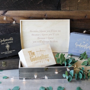 Godparent proposal box, godmother proposal gift, fairy godmother gift, will you be my godmother, personalized godparent idea, baptism gift