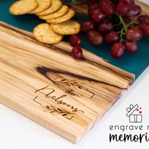 Personalized Charcuterie Board, Engraved Resin Board, Live Edge Serving Board, Custom Cheese Board, Wood Chopping Board, Resin Serving Board