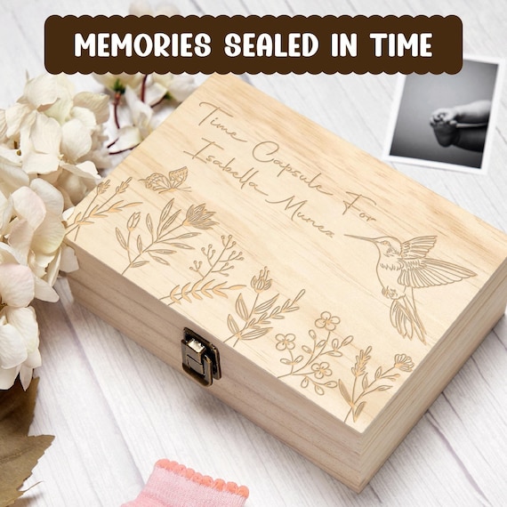 Personalized time capsule keepsake box, 1st birthday memory box, baby's first box, newborn baby gift, baby shower gift, engraved wooden box