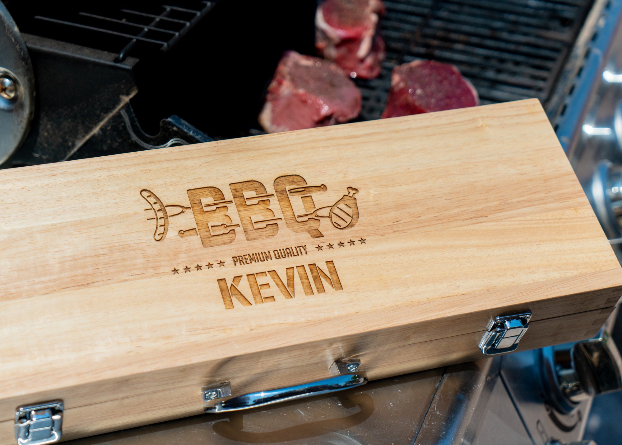 Personalized Grill tool set - Engraved BBQ Tools - Husband Gift- Dad gift-  Hand engraved custom designed- Premium BBQ set — Rusticcraft Designs