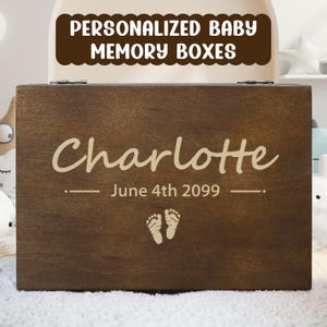 Caja de recuerdos de bebé personalizada, caja de recuerdos de madera única para bebé, regalo para nueva mamá, madrina, regalo para bebé nuevo, regalo grabado personalizado para baby shower