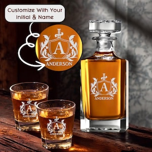 Whiskey Decanter Gift- Engraved Whiskey Decanter, Personalized Whiskey Decanter, Custom Whiskey Decanter for Men, Bar Cart Decor, Groom Gift
