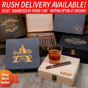 Rustic Cigar Box, Groomsmen Cigar Box, Best Man Gift, Wooden Cigar Box, Wood Gift Box, Groomsman Gift Box, Vintage Box, Wedding Party Box image 1