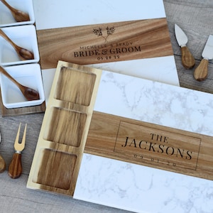 Marmor Holz Charcuterie Board, Hochzeitsgeschenk, Geschenk für Paare, Jahrestagsgeschenk, Housewarminggeschenk, Verlobungsgeschenk, Brautpartygeschenk