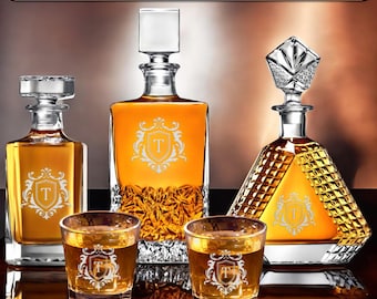 Personalisiertes Whisky-Dekanter-Set mit Box, individuell gravierter Dekanter, Barware-Geschenke, Scotch-Dekanter, Bourbon-Dekanter