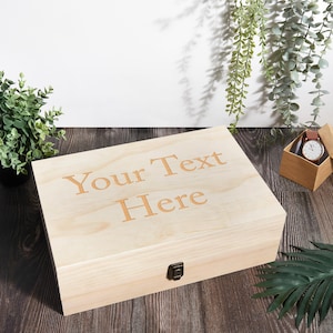 Engraved wooden keepsake box rustic wedding memory chest for photos and letters image 1