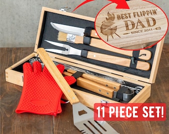 Gift for dad, personalized grill set, custom father's day gift, bbq grill set, mens bbq, grilling tool set, men's grill gift, bbq gift set