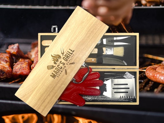 Grill Gift Set, BBQ Grilling Tools, Personalized BBQ Set, Barbecue Gift,  Engrave Grill Tool, Grill Case, Man Grill Gift Idea, Gift for Grill 