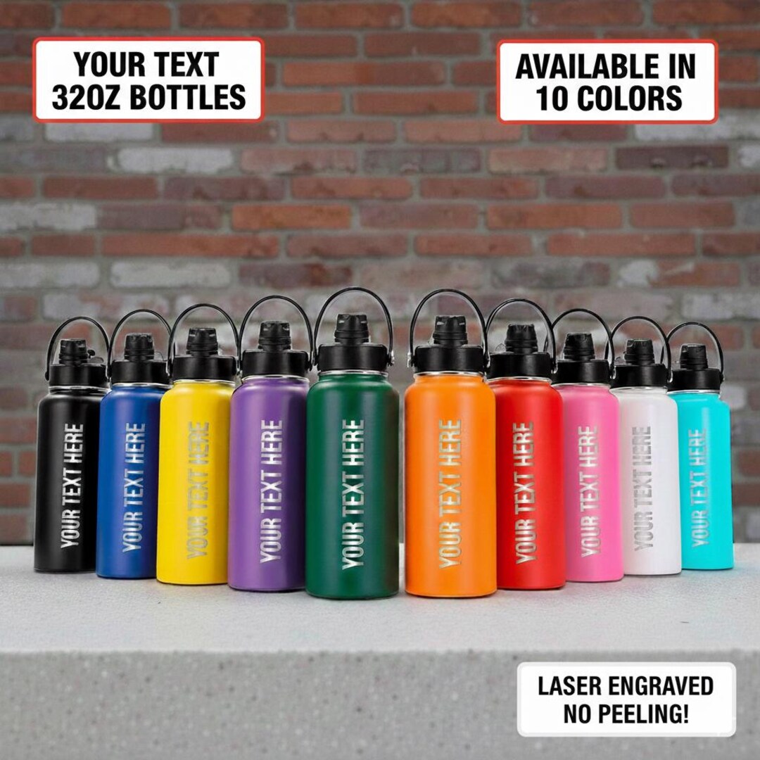 Personalized Water Bottle, Custom Name Laser Engraved Stainless Steel ...