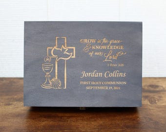 First holy communion gift box, memory box, 1st communion keepsake box, prayer box, first communion for girl or boy, communion gifts, rcia
