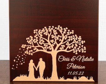 Memory box for wedding gift, anniversary gift, keepsake box for memories, newlywed gift, couples gift, wooden photo box, engraved wood box