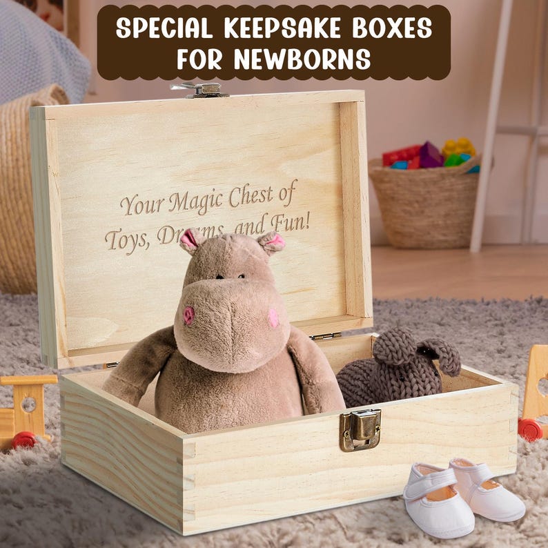 Personalized time capsule keepsake box, 1st birthday memory box, baby's first box, newborn baby gift, baby shower gift, engraved wooden box image 2