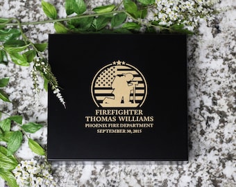 Fire fighter memorial gift, customized memorial box, military memorial, fallen soldier, police memorial, first responder, sympathy gift