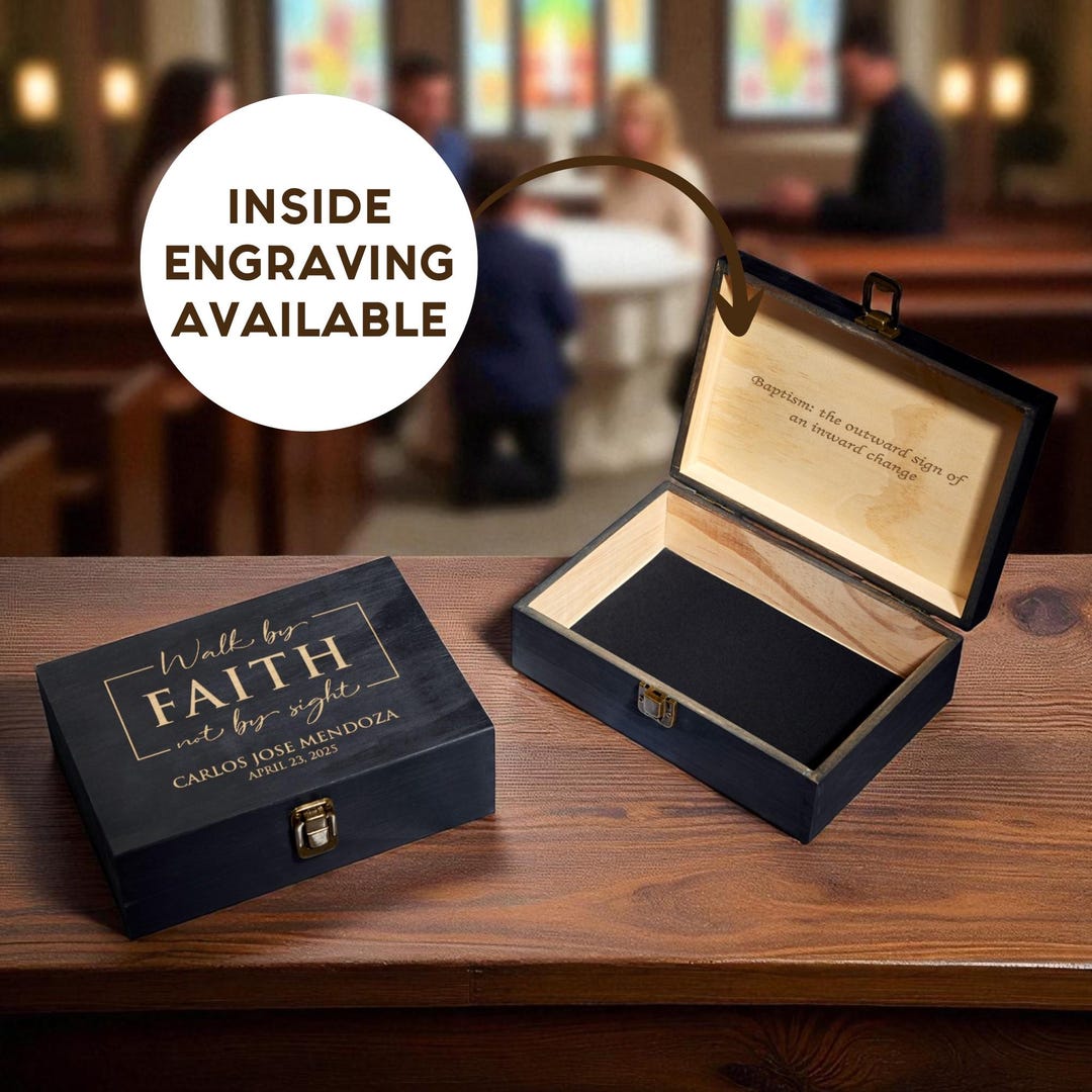 Religous Box Personalized Religious Keepsake Box, Engraved Wooden Memory Chest for ...