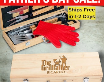 Personalized bbq grill set for men, custom barbecue tool kit with case, father's day gift, gift for him, gift for husband or dad, grandpa