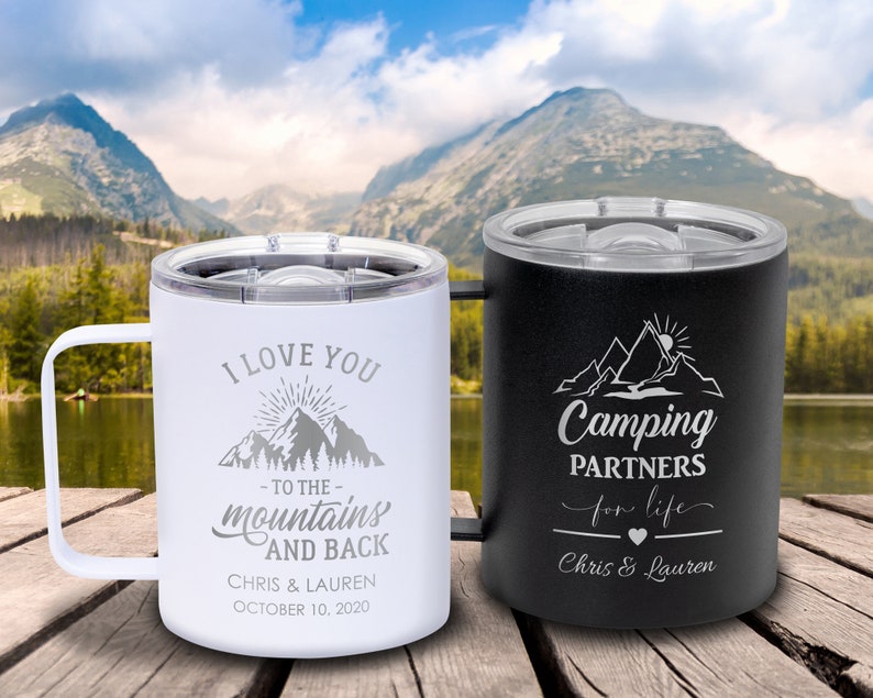 Insulated Wedding Mug, Insulated Mug, Adventure Mug, Mr and Mrs Mug, Metal Coffee Mugs, Bridesmaid Mug, Coffee Wedding Favors, Coffee Gift image 1