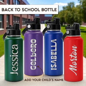 Personalized Kids Water Bottle, Custom 32oz Back to School Bottle, Toddler, Camp & Daycare Tumbler, Gift for Kids with Name, 10 Colors