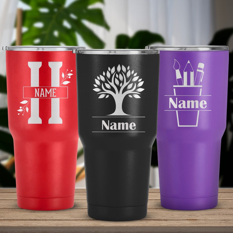 Personalized Tumbler, Insulated Tumbler, Engraved Cup, Custom Tumbler Cup, Tumbler with Straw, Monogram Tumbler, Rambler, 30oz image 2