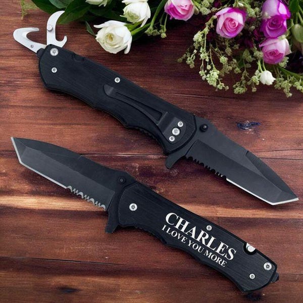 Personalized pocket knife engraved, durable folding knife for outdoor adventures, perfect gift for him, boyfriend gift, anniversary present