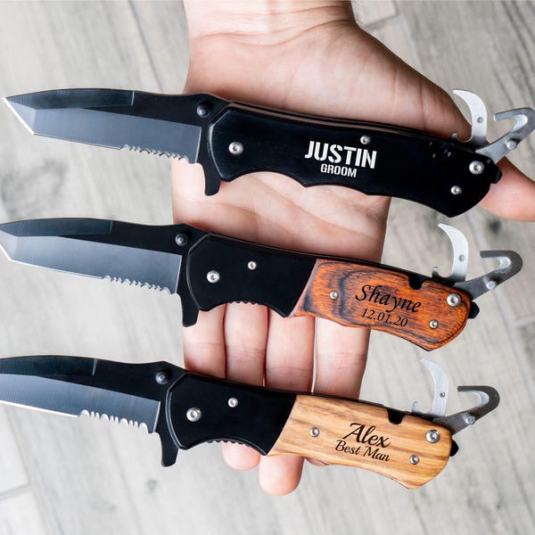 Groomsmen knife, engraved pocket knife, personalized folding knife gift for men, groomsmen gift, wedding gift, best man gift custom engraved