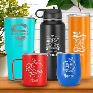 Personalized Teacher Tumbler, Laser Engraved Teacher Appreciation Mug, Best Teacher Gift, Double Insulated Travel Cup, Custom Coffee Mug