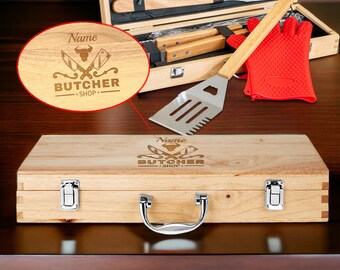 Custom Groomsman BBQ Grill Set, Personalized Wedding Gift Set, Men's BBQ Gift,  Christmas Grill Gift, Barbecue Gifts for Men, BBQ Tool Case
