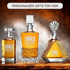 Crystal Whiskey Decanter, Unique Whiskey Decanter, Vintage Whiskey Decanter, Scotch Whiskey Decanter, Gift for Him, Liquor Decanter