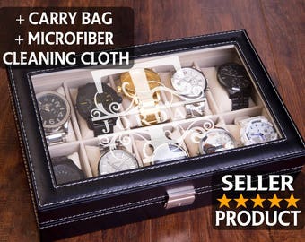 Watch Box, Watch Case, Engraved Watch Display, Jewelry Storage, Personalized Organizer, Valet Storage Box, Man Watch, Men's Fathers Day Gift