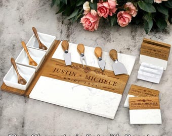 Marble wood charcuterie board, wedding gift, gift for couple, anniversary gift, housewarming gift, engagement gift, bridal shower gift