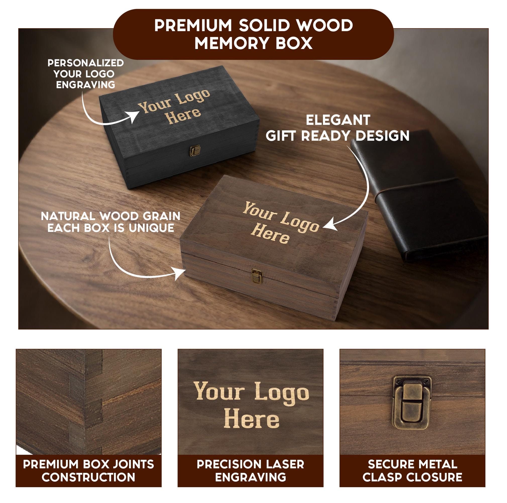 Personalized Logo Keepsake Box, Laser Engraved Wooden Memory Box ...