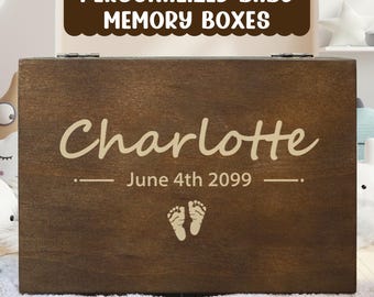 Personalized baby memory box, unique wooden baby keepsake box gift for new mum, godmother, new baby gift, custom baby shower engraved gift